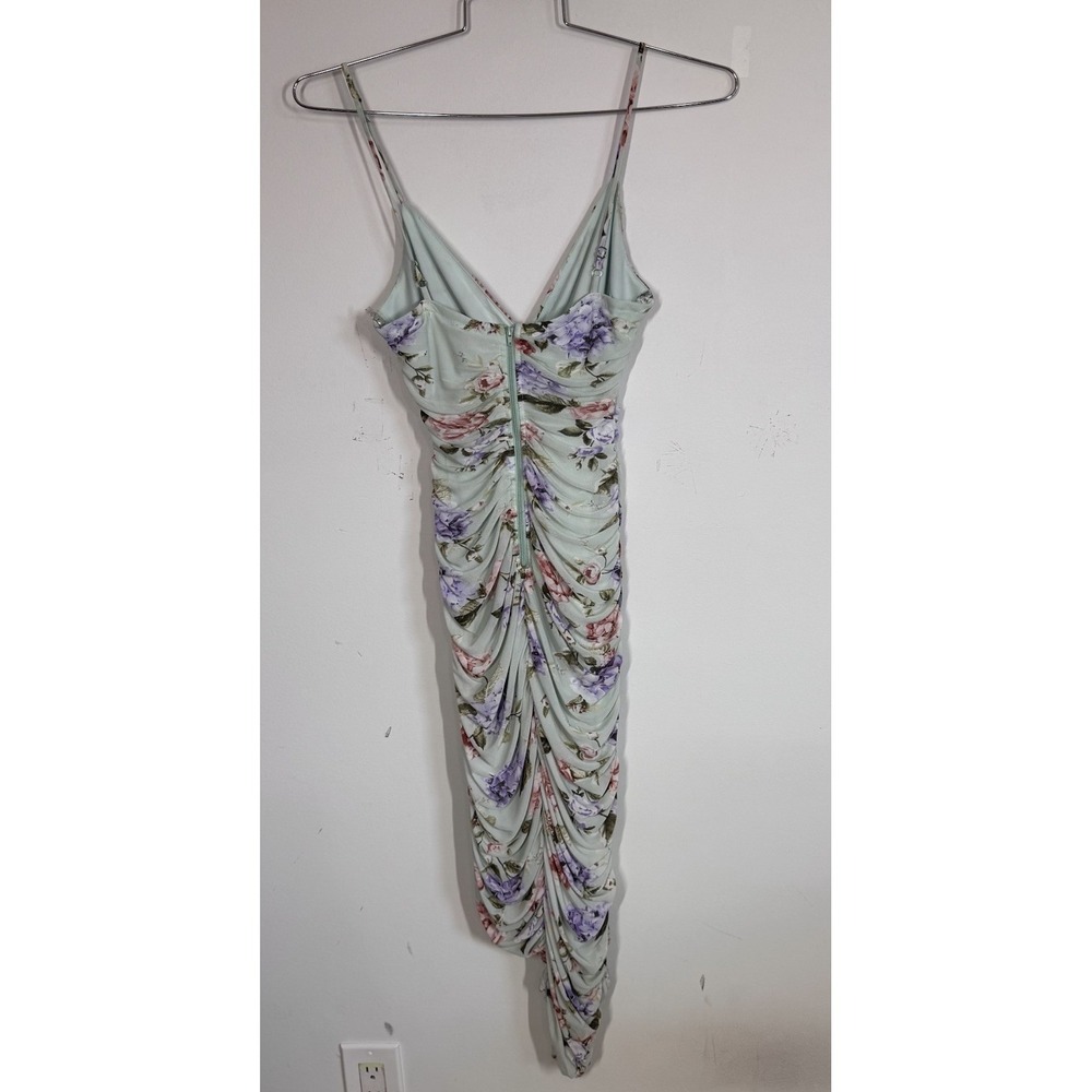 Windsor Pretty Blooms Bodycon Mesh Floral Midi Dress Asymmetrical Hem Women's M - Picture 4 of 12